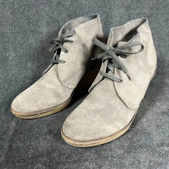 J.CREW MacAlister Wedge Boots Booties grey suede - Picture 1 of 8